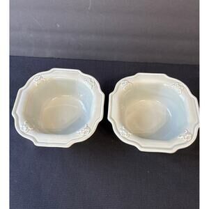 Mancer Italy Sage Green Bowls Set of 2 Scalloped Stoneware